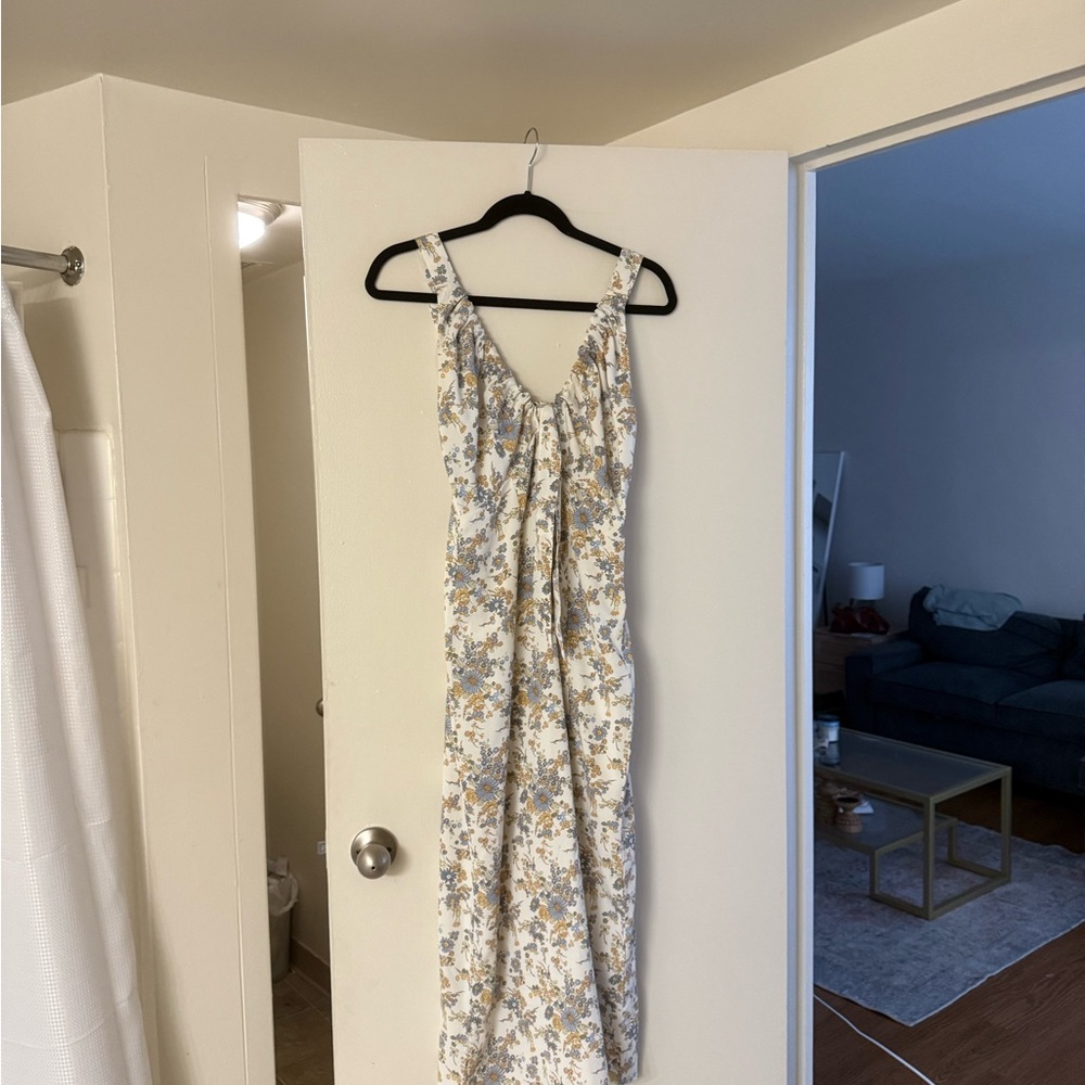 Abercrombie & Fitch Cinched Neck Slip Midi Dress